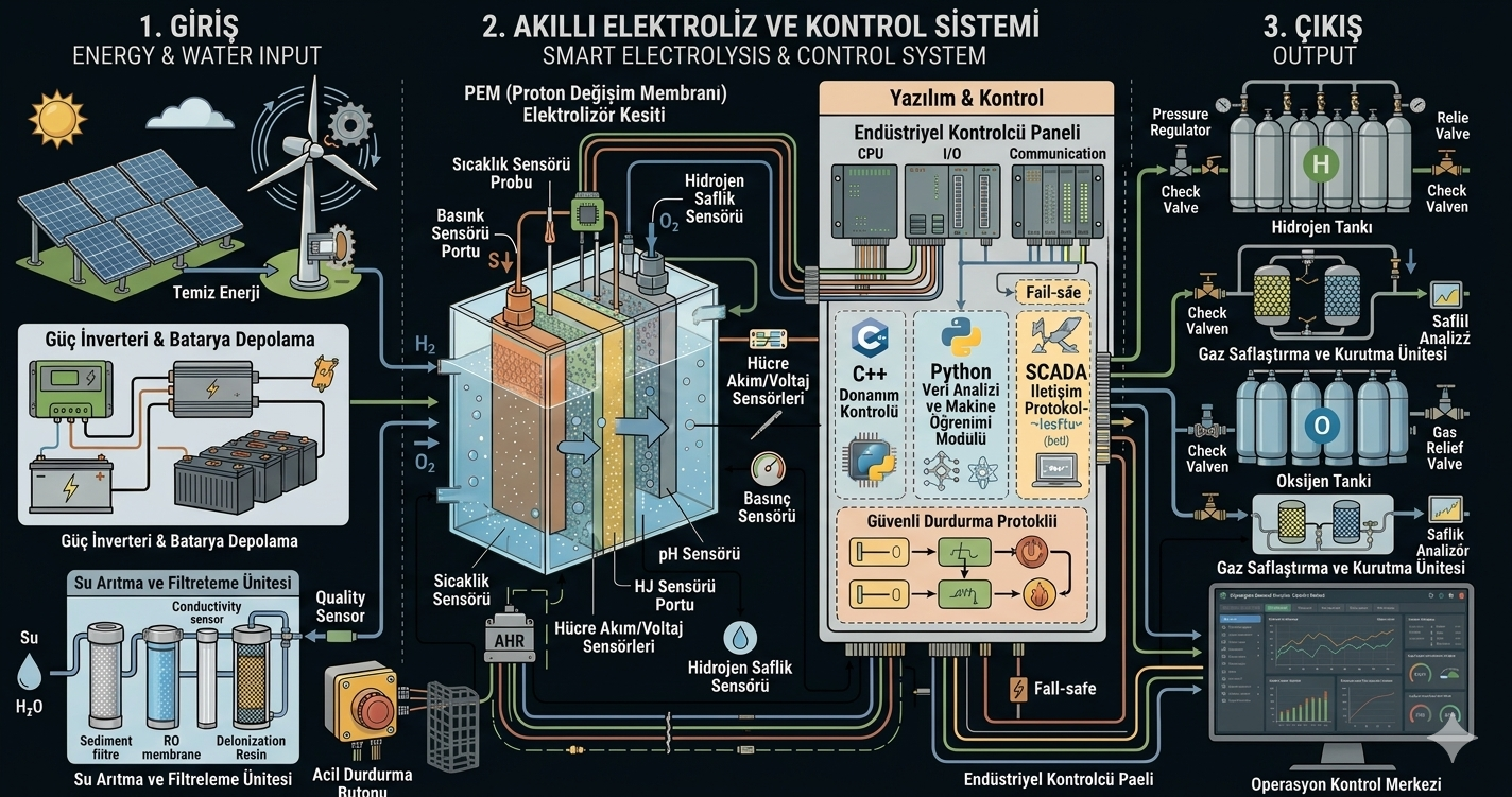 Akıllı Elektroliz ve Kontrol Sistemi Tam Diyagramı